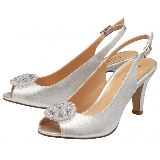 Silver Shimmer Elodie Sling-Back Shoes | Lotus 4 Silver Shimmer Elodie Sling-Back Shoes | Lotus - Image 2