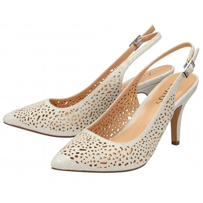 Silver Textile Lyla Slingback Court Shoes | Lotus 4 Silver Textile Lyla Slingback Court Shoes | Lotus - Image 2