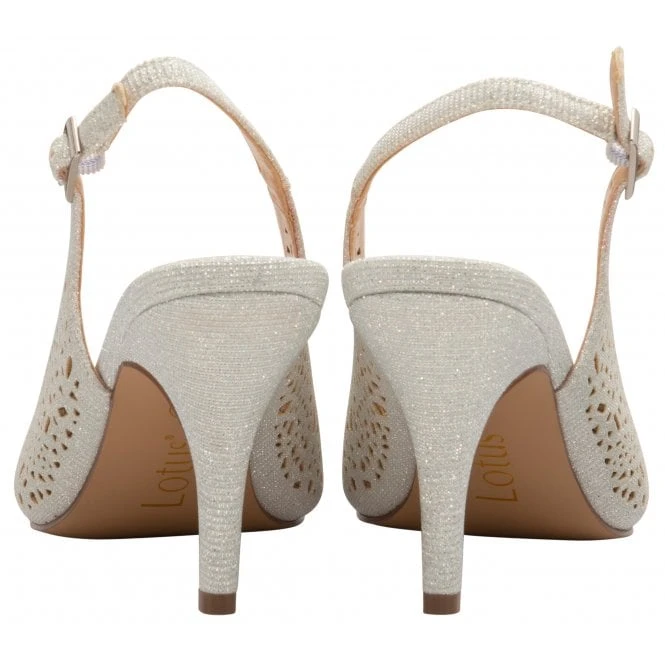 Silver Textile Lyla Slingback Court Shoes | Lotus 5 Silver Textile Lyla Slingback Court Shoes | Lotus - Image 3