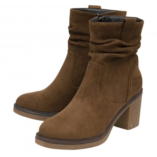 Tan Textile Danica Heeled Ankle Boots | Lotus 4 Tan Textile Danica Heeled Ankle Boots | Lotus - Image 2