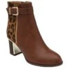 Tan Textile & Leopard-Print Monica Heeled Ankle Boots | Lotus -Delux Shoes Shop tan textile leopard print monica heeled ankle boots lotus p13481 32292 medium