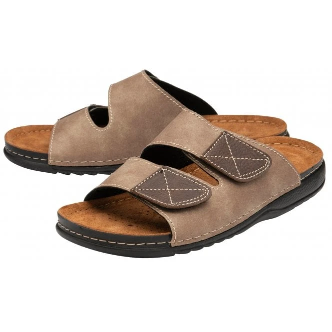 Taupe Textile Jeff Sandals | Lotus 4 Taupe Textile Jeff Sandals | Lotus - Image 2