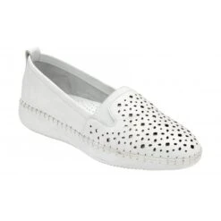 White Leather Francesca Slip-On Shoes | Lotus