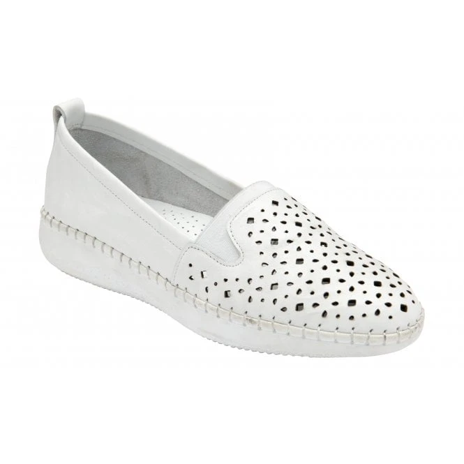 White Leather Francesca Slip-On Shoes | Lotus 3 White Leather Francesca Slip-On Shoes | Lotus