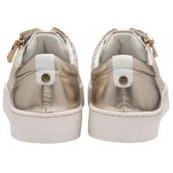White Leather & Gold Croc-Print Sky Casual Trainers | Stressless By Lotus -Delux Shoes Shop white leather gold croc print sky casual trainers stressless by lotus p13622 32895 medium