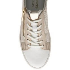 White Leather & Gold Croc-Print Sky Casual Trainers | Stressless By Lotus -Delux Shoes Shop white leather gold croc print sky casual trainers stressless by lotus p13622 32896 medium